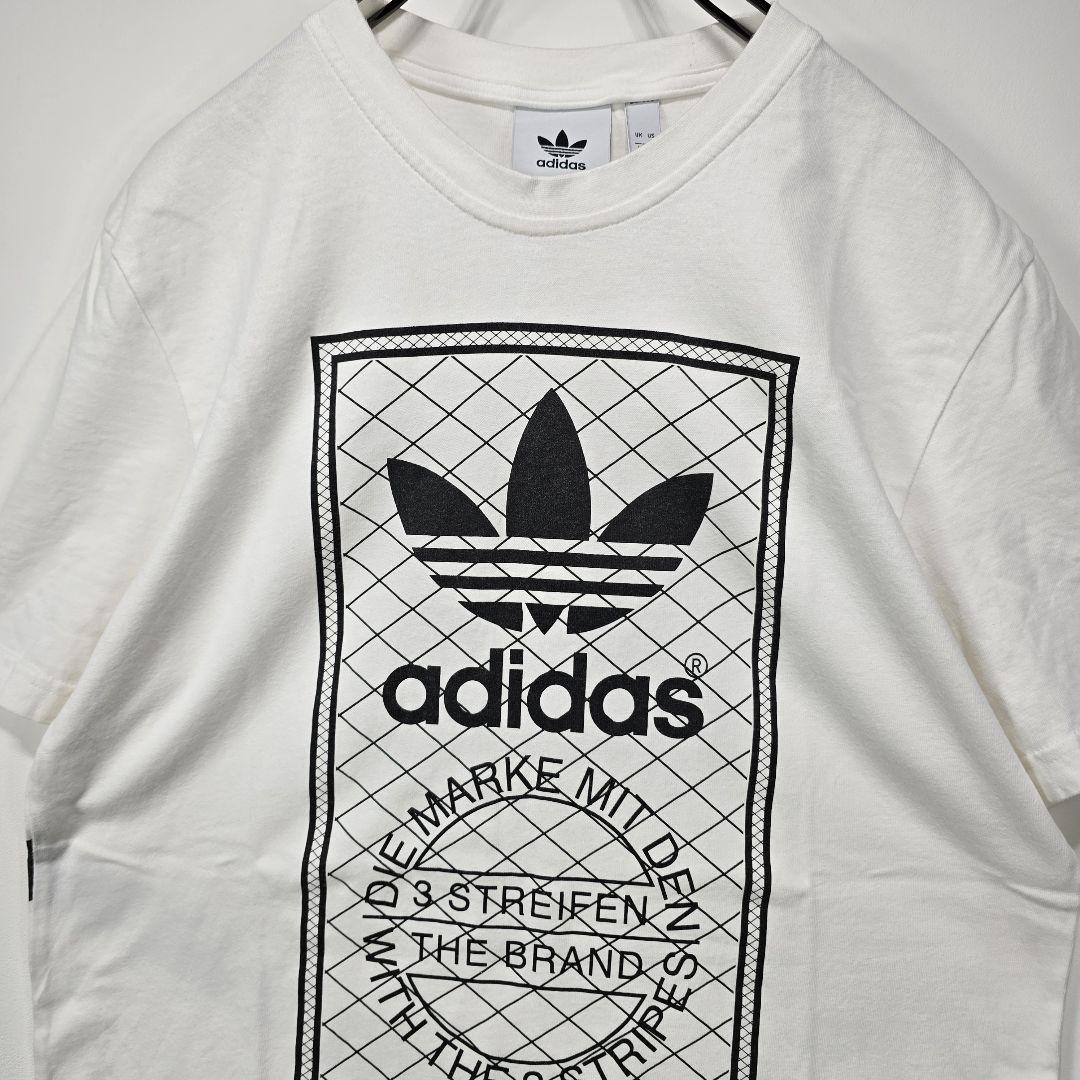 adidas　半袖Tシャツ　M　ビッグプリント　ロゴ　良デザイン　ホワイト　古着