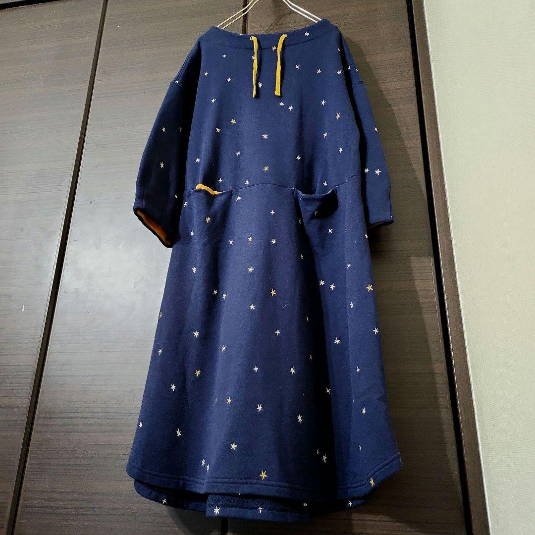 b3 良品 ホコモモラ/シビラ 星柄 スエット ワンピース ネイビー/40