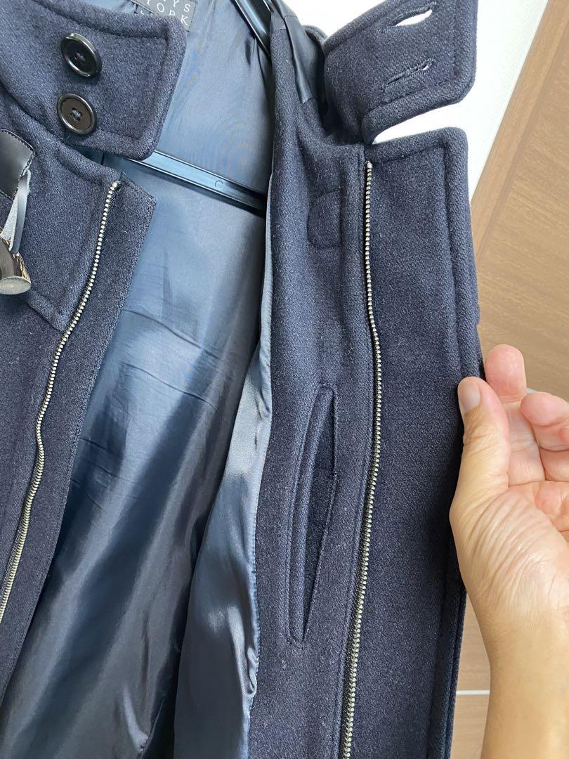 BARNEYS NEWYORK ネイビー　ダッフルコート ウール混合