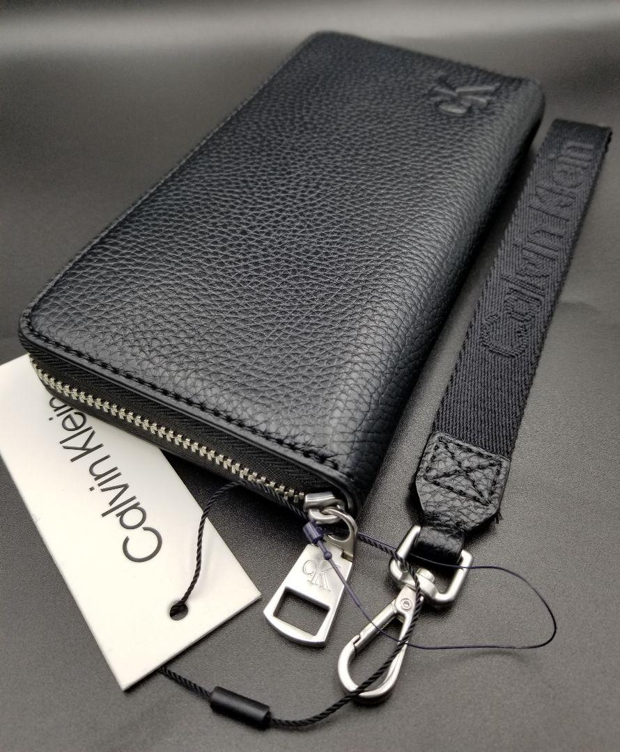 【待望★】 Klein 新品／Calvin カルバン・クライン ジップ長財布 ストラップ 小物