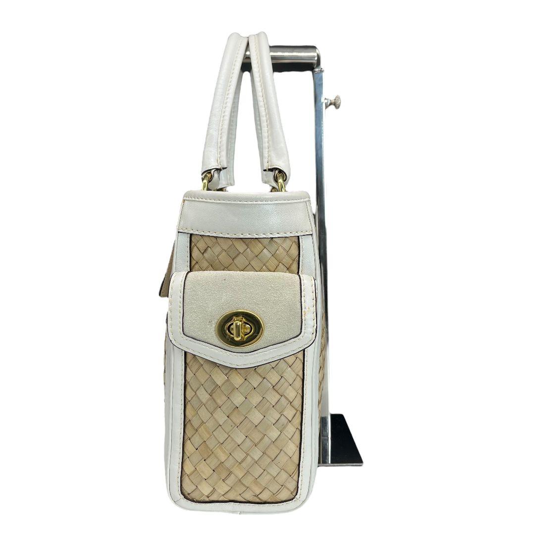 ✨美品✨COACH コーチ ハンドバッグ レザー ベージュ×ホワイトF28989 美品✨COACH カゴバック レザー ハンドバッグ ホワイト ベージュ