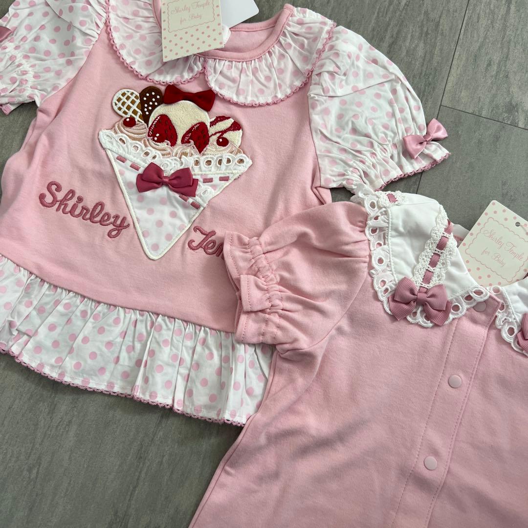 新品 シャーリーテンプル クレープ Tシャツ ブラウス ピンク 80cm 新品 シャーリーテンプル クレープ Tシャツ ブラウス ピンク 80cm