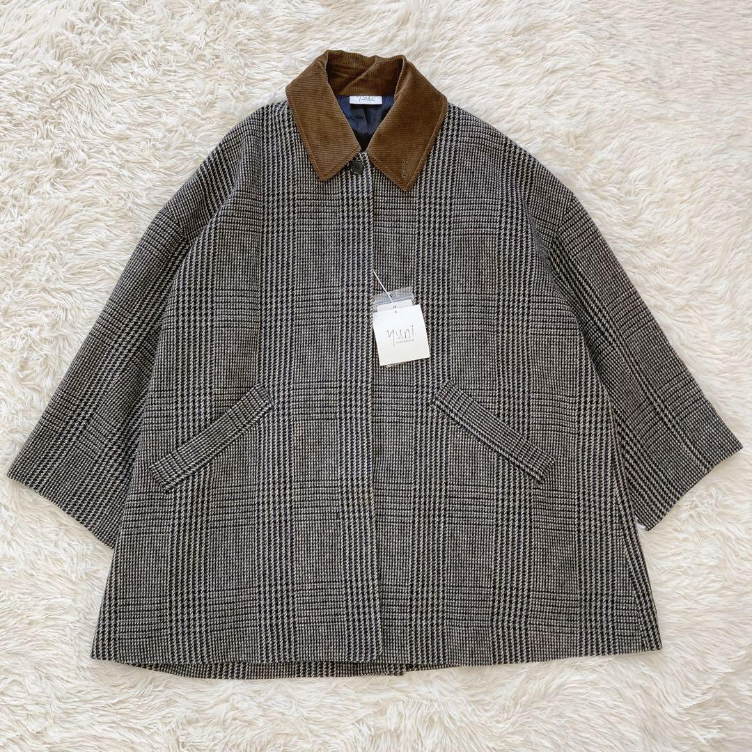 Wool/Check bal collar short コート　グレンチェック