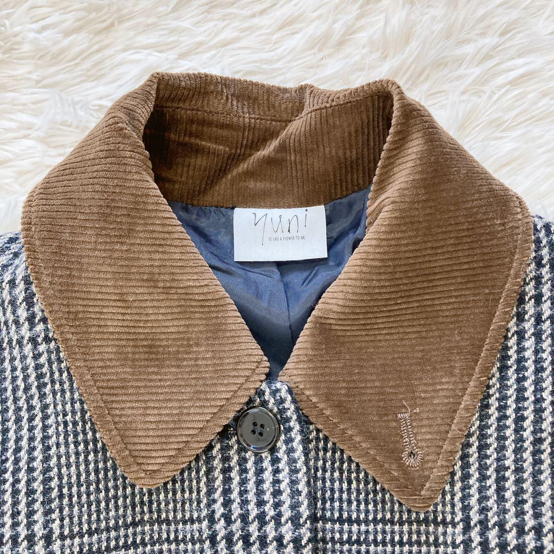 Wool/Check bal collar short コート　グレンチェック