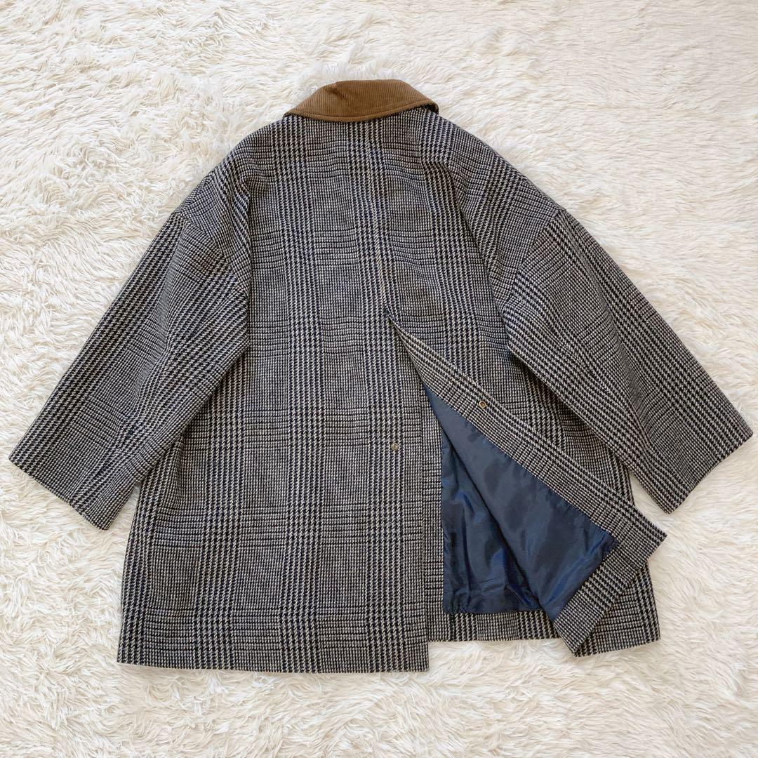Wool/Check bal collar short コート　グレンチェック