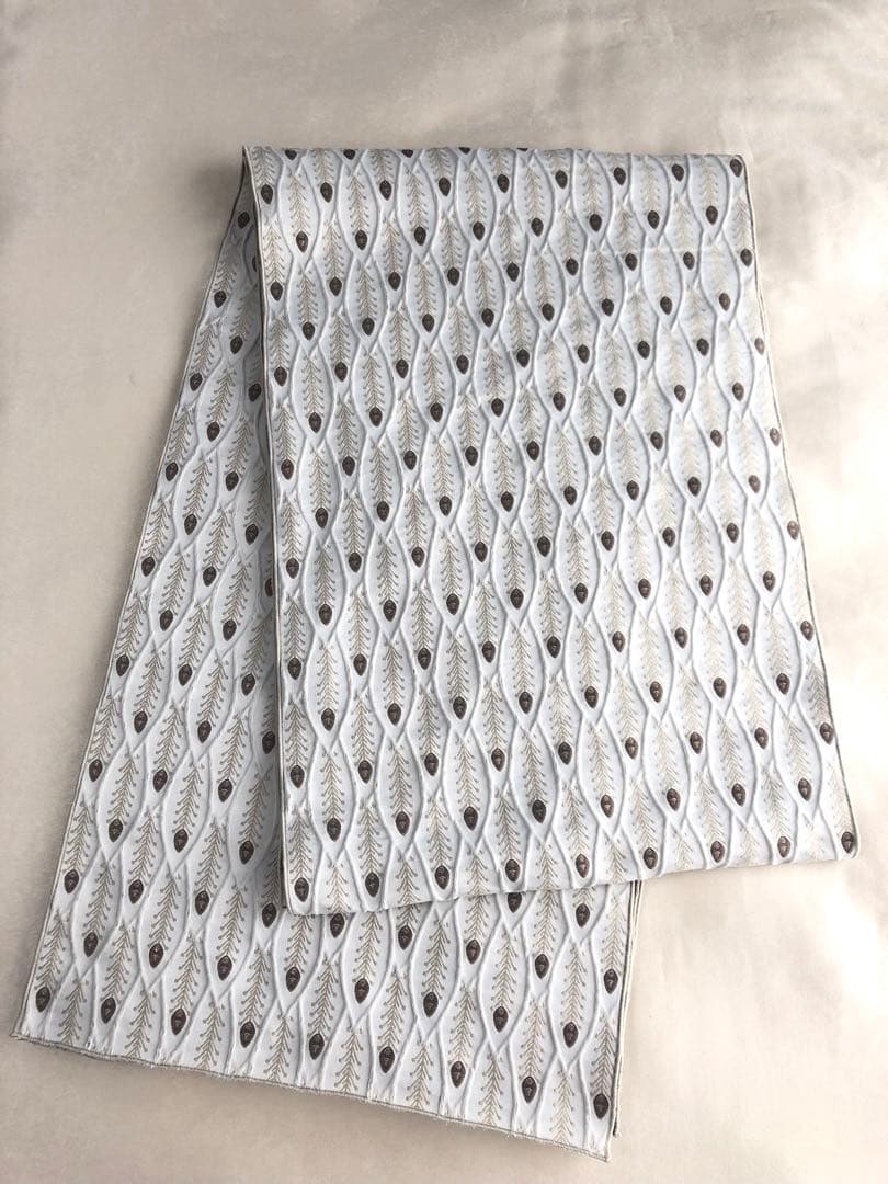 大人兵児帯　ピーコックフェザー　モカ　長尺ジャガード兵児帯