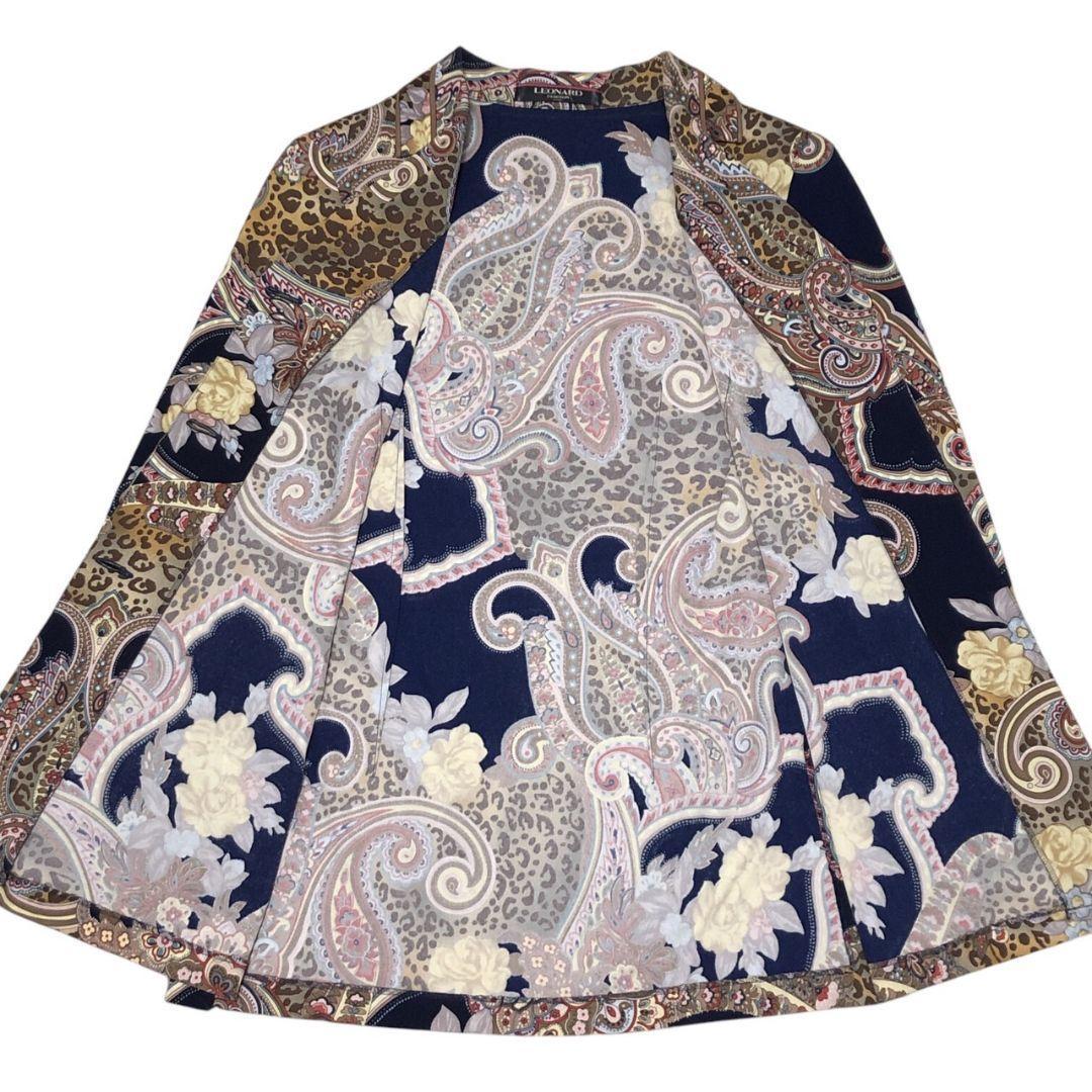 【極美品】レオナール カンカン素材 花柄 ペイズリー 日本製 L 高級ジャケット
