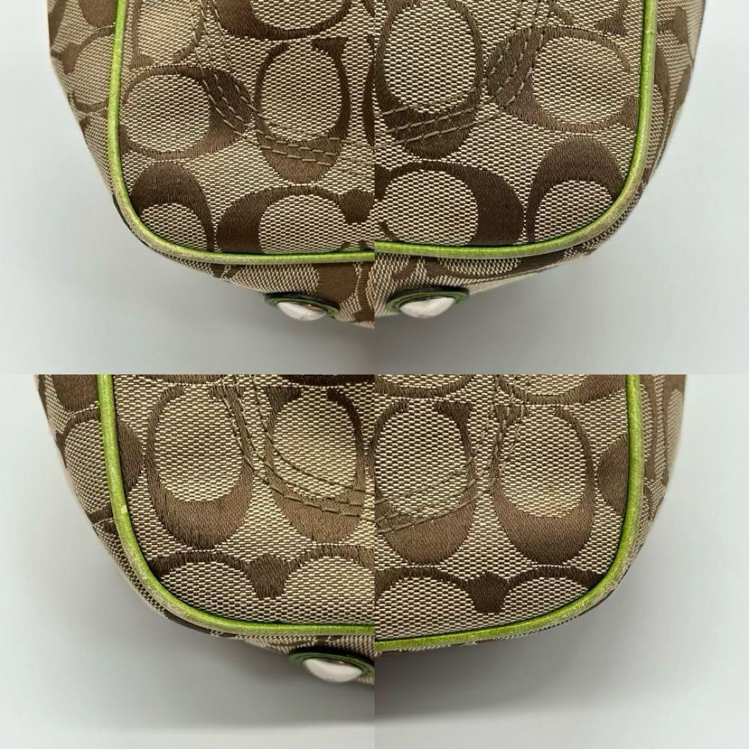 良品】COACH ナンシー シグネチャー トートバッグ ストライプ