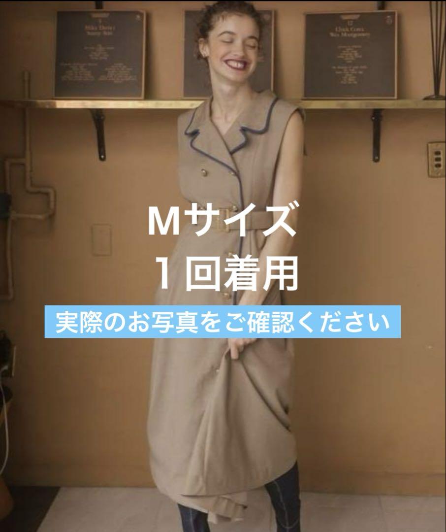 REDYAZEL パイピングトレンチノースリワンピース M ベージュ