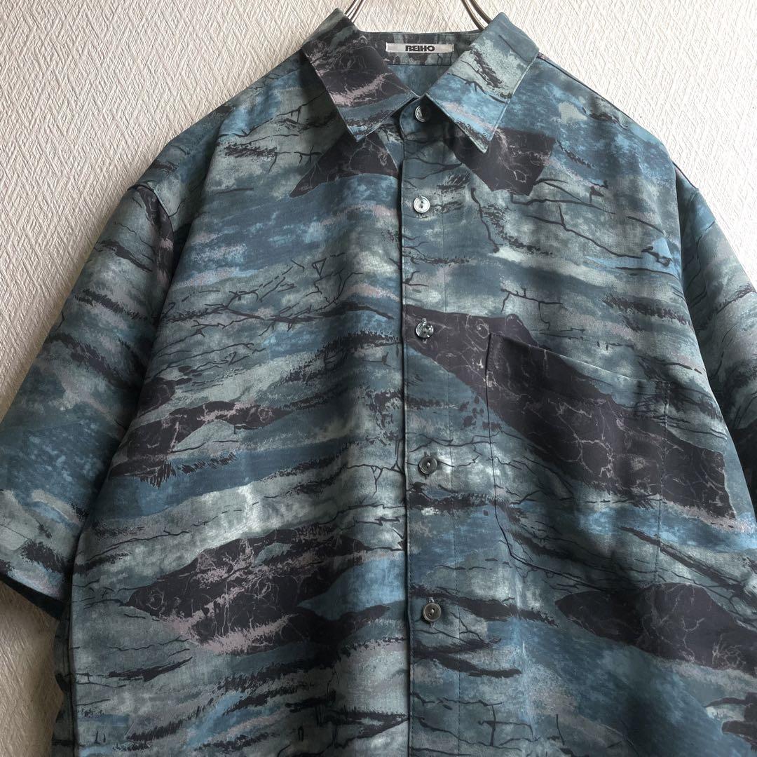 古着 レトロ シャツ 柄シャツ ガラシャツ 総柄 半袖