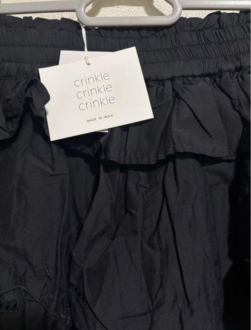 新タグ付crinklecrinklecrinkleシルクコットンフリル黒スカート 新タグ付crinklecrinklecrinkleシルクコットンフリル黒スカート