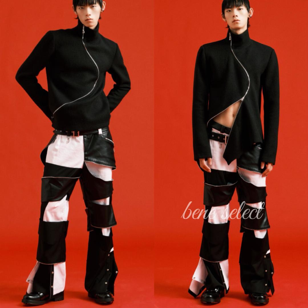 【新品未使用】YOIKADAKADA タートルネック ジップデザインニット L