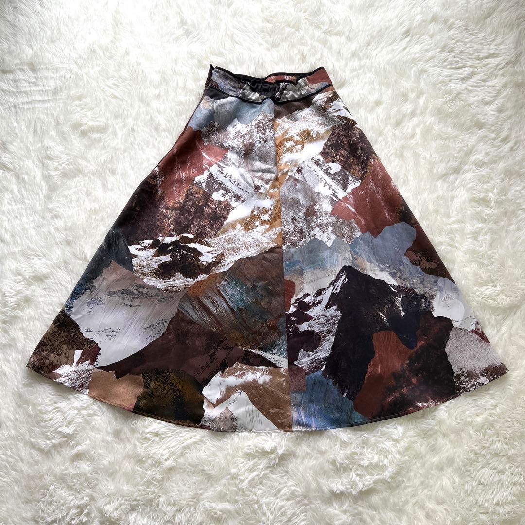 レディースUNITED TOKYO フレアスカート ランドスケープ柄 2 Mスカート