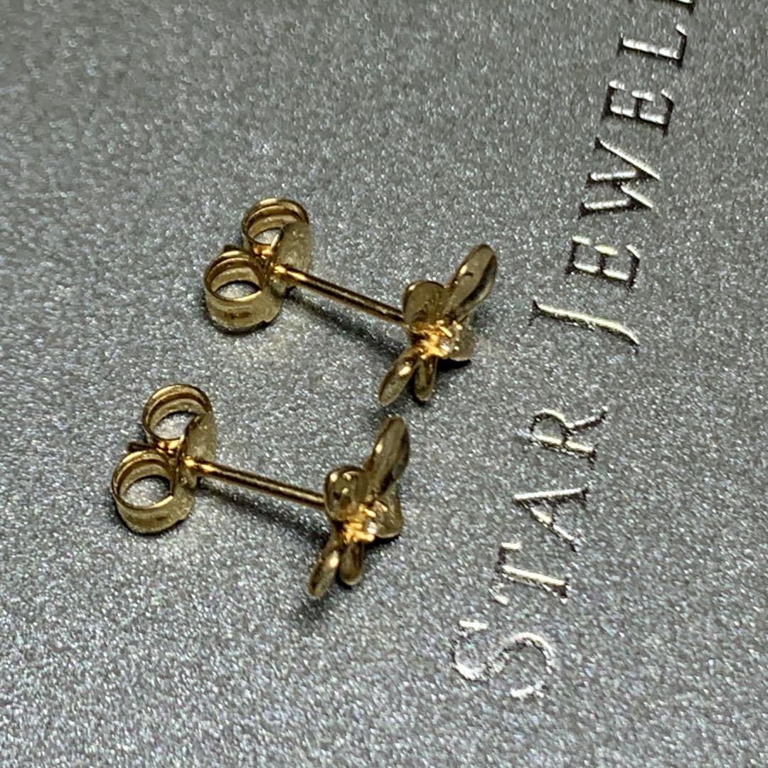 STAR JEWELRY K18 ダイヤピアス 花モチーフ
