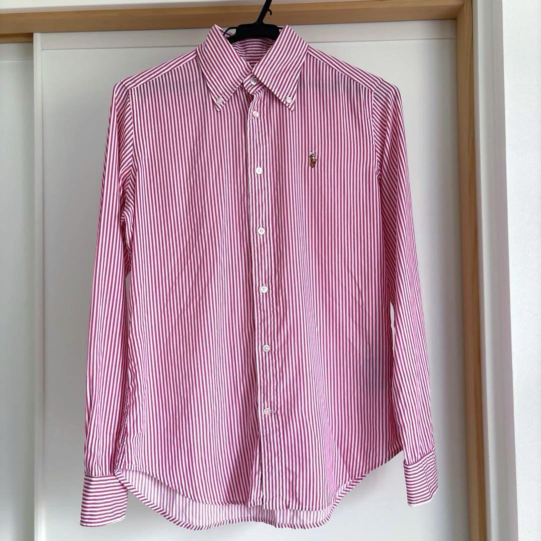 新品　ピンクと白のストライプ 長袖シャツ　Ralph Lauren 6号 Ralph Lauren - Ralph Lauren ラルフローレン ストライプ シャツ