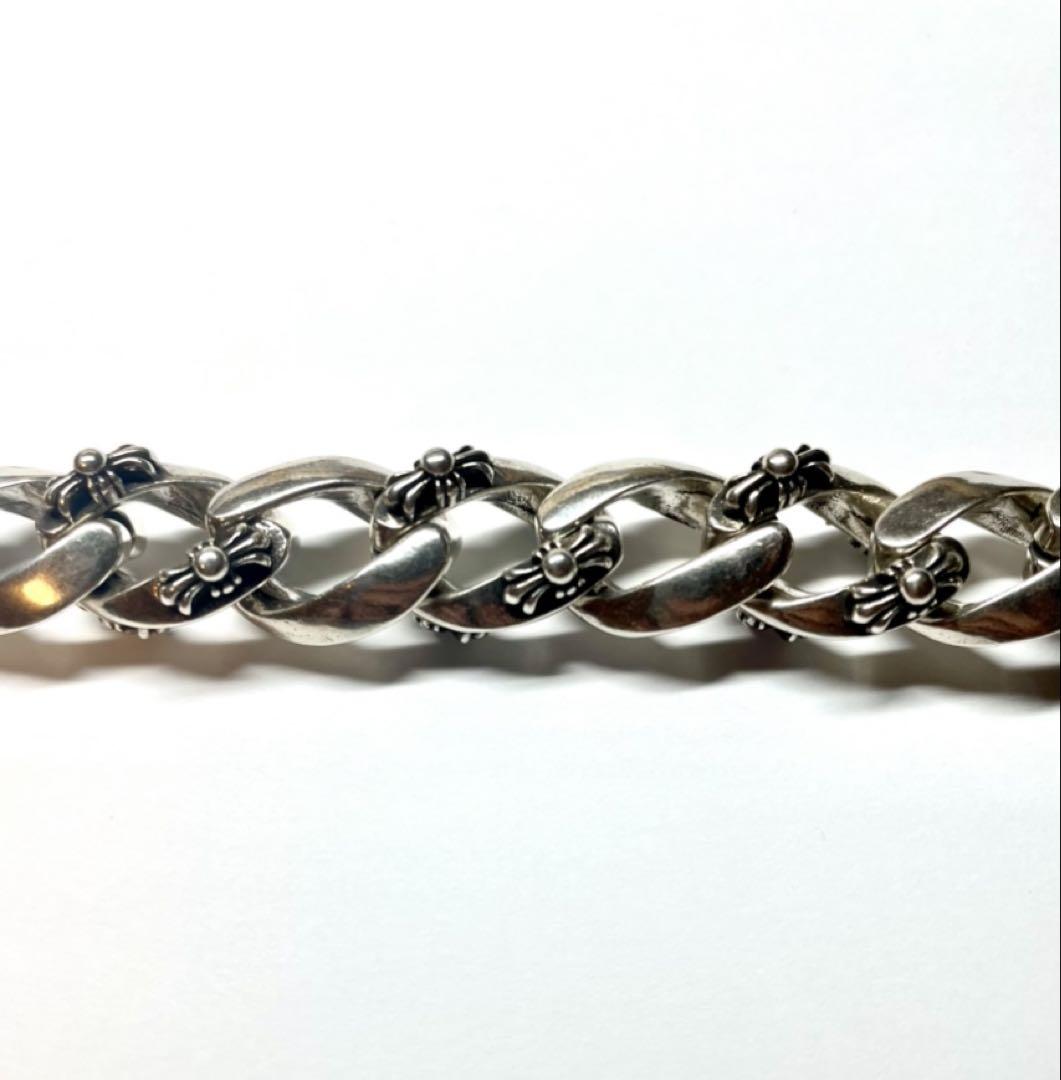 シルバー925 フローラルクロス IDチェーン ブレスレット 【刻印