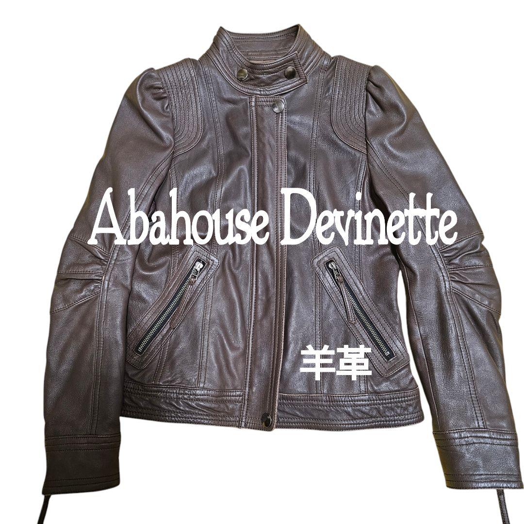 美品アバハウスAbahouse Devinetteシングルライダース ラムレザー Abahouse Devinette】ラムレザー ライダースジャケット Mお