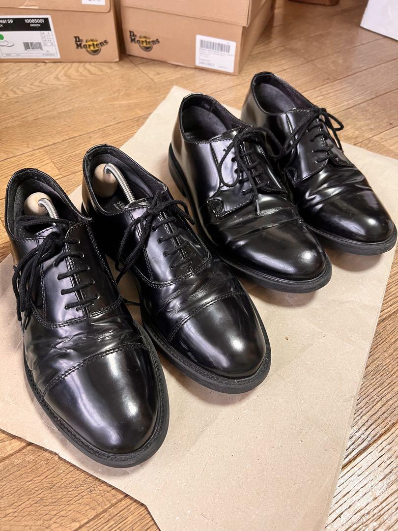 ステファノロッシ プレーントゥ ストレートチップ25cm 黒 革靴 セット