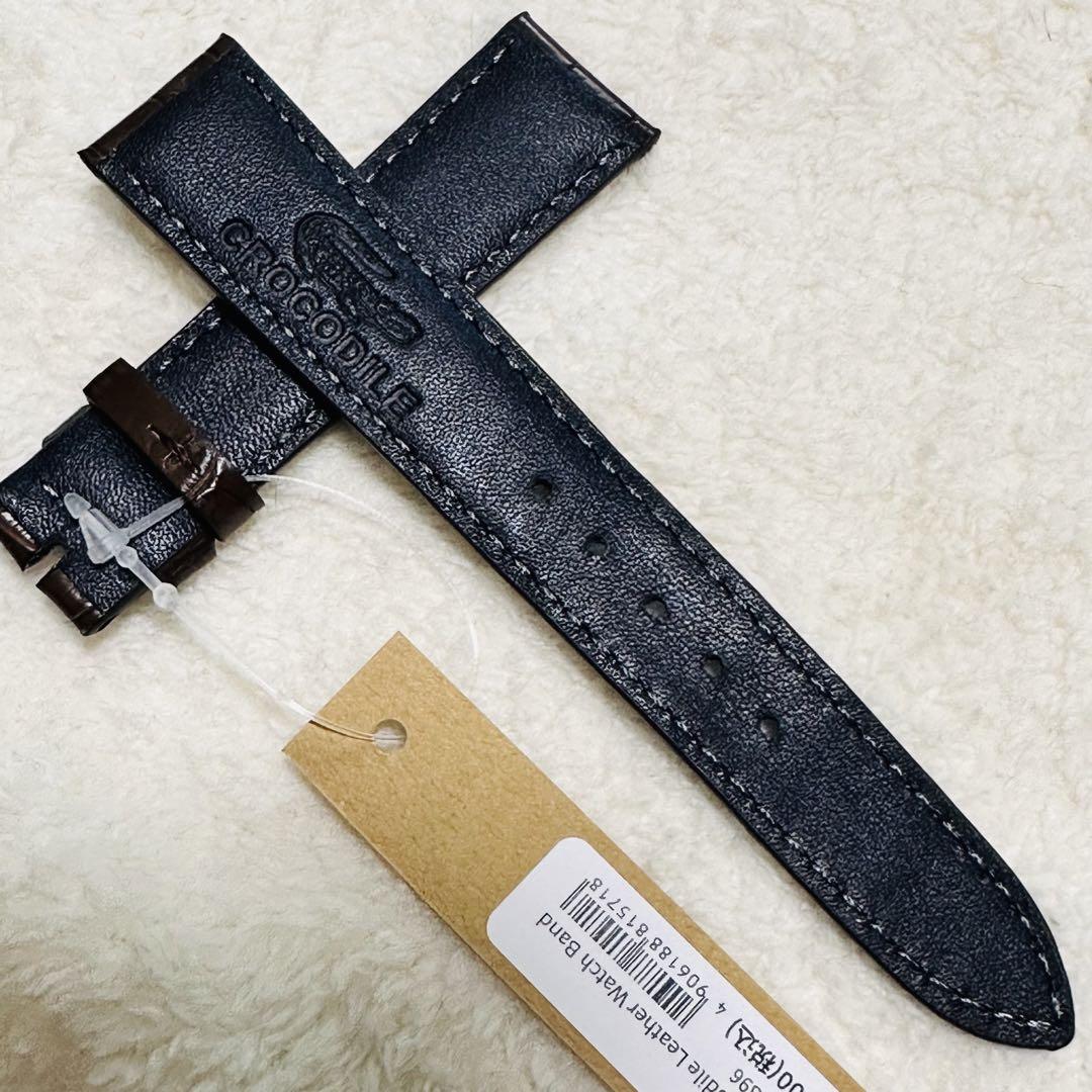 2396#19mm-16mmダークブラウン★本物クロコダイル腕時計用ベルト