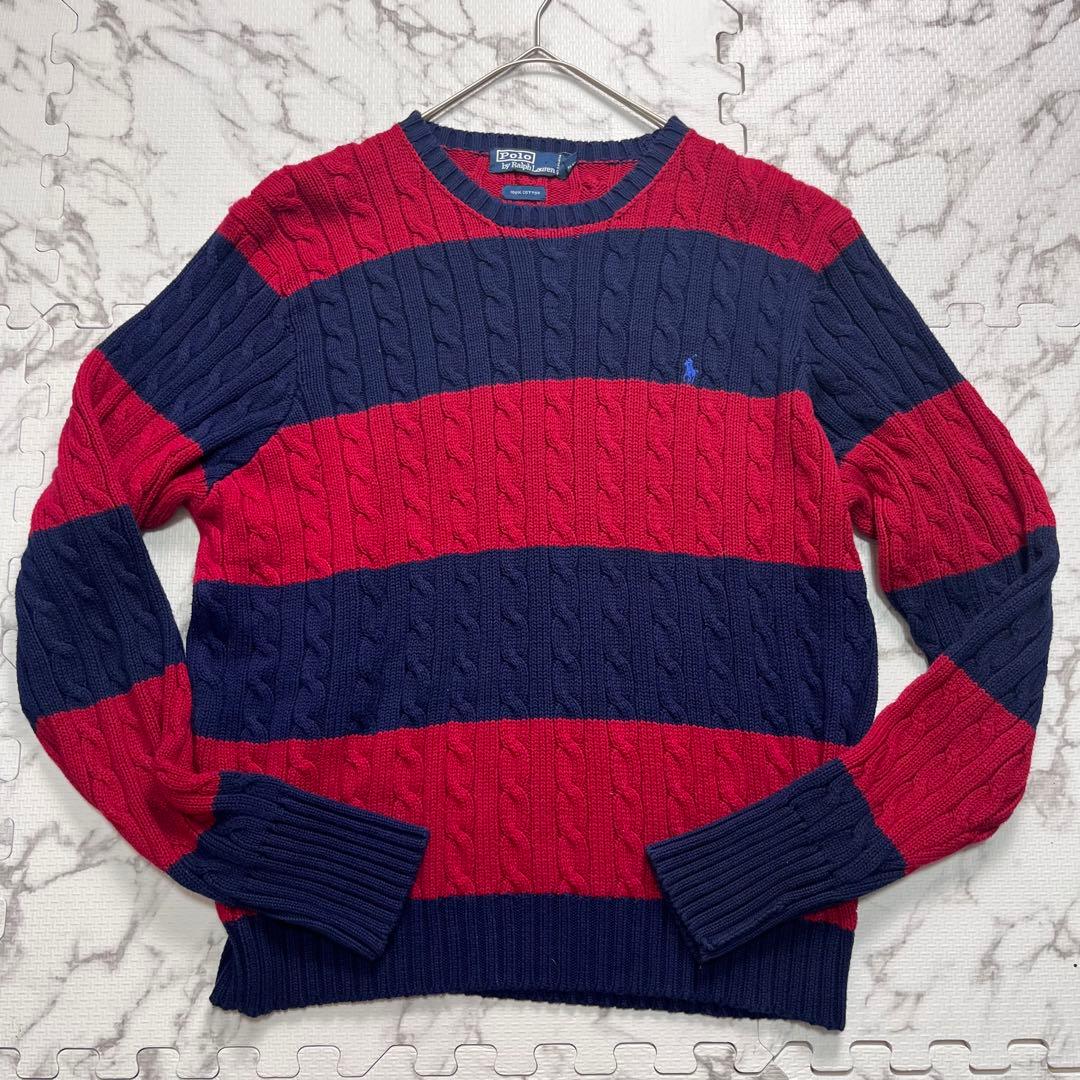 XXLサイズ✨ポロラルフローレン ケーブルニット ボーダー コットン100