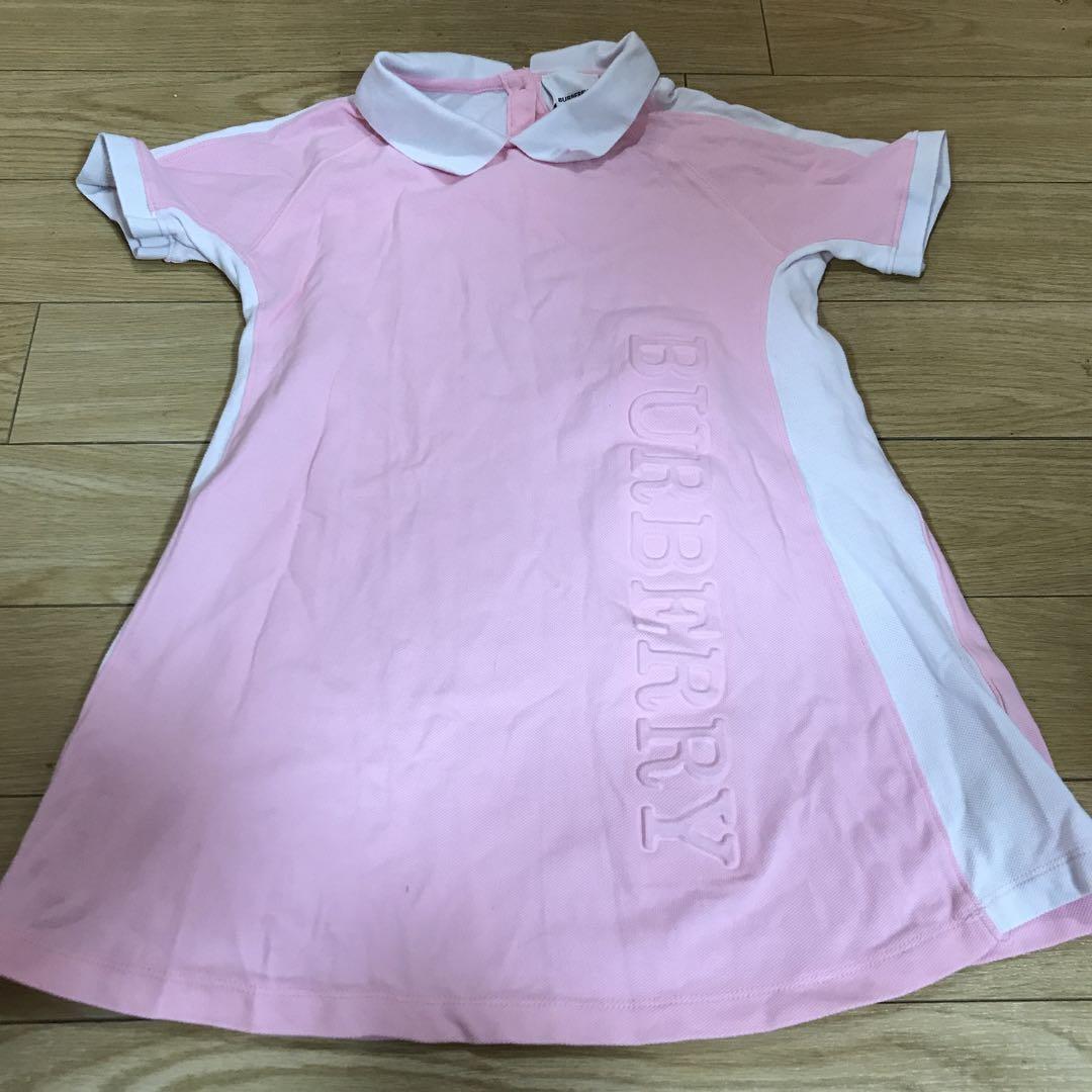 BURBERRY ポロワンピース 半袖 ピンク　10y140cm 美品♡BURBERRY バーバリー 10Y140cm ポロ 早かれ ワンピース ピンク