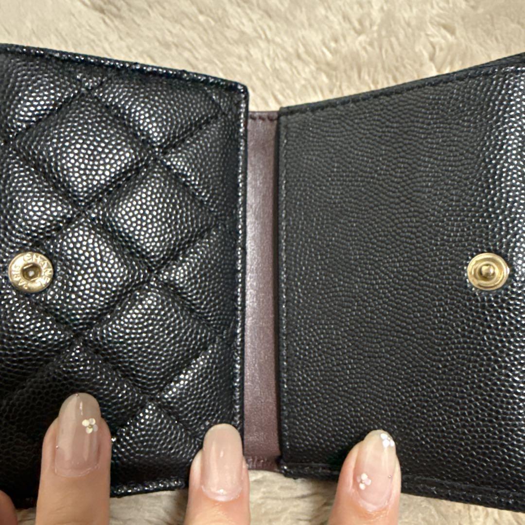 CHANEL シャネル マトラッセ キャビアスキン 三つ折財布 正規品