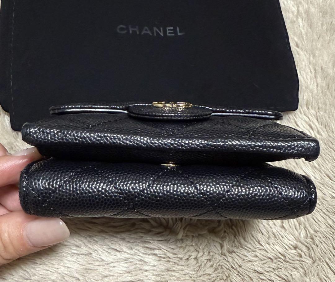 CHANEL シャネル マトラッセ キャビアスキン 三つ折財布 正規品