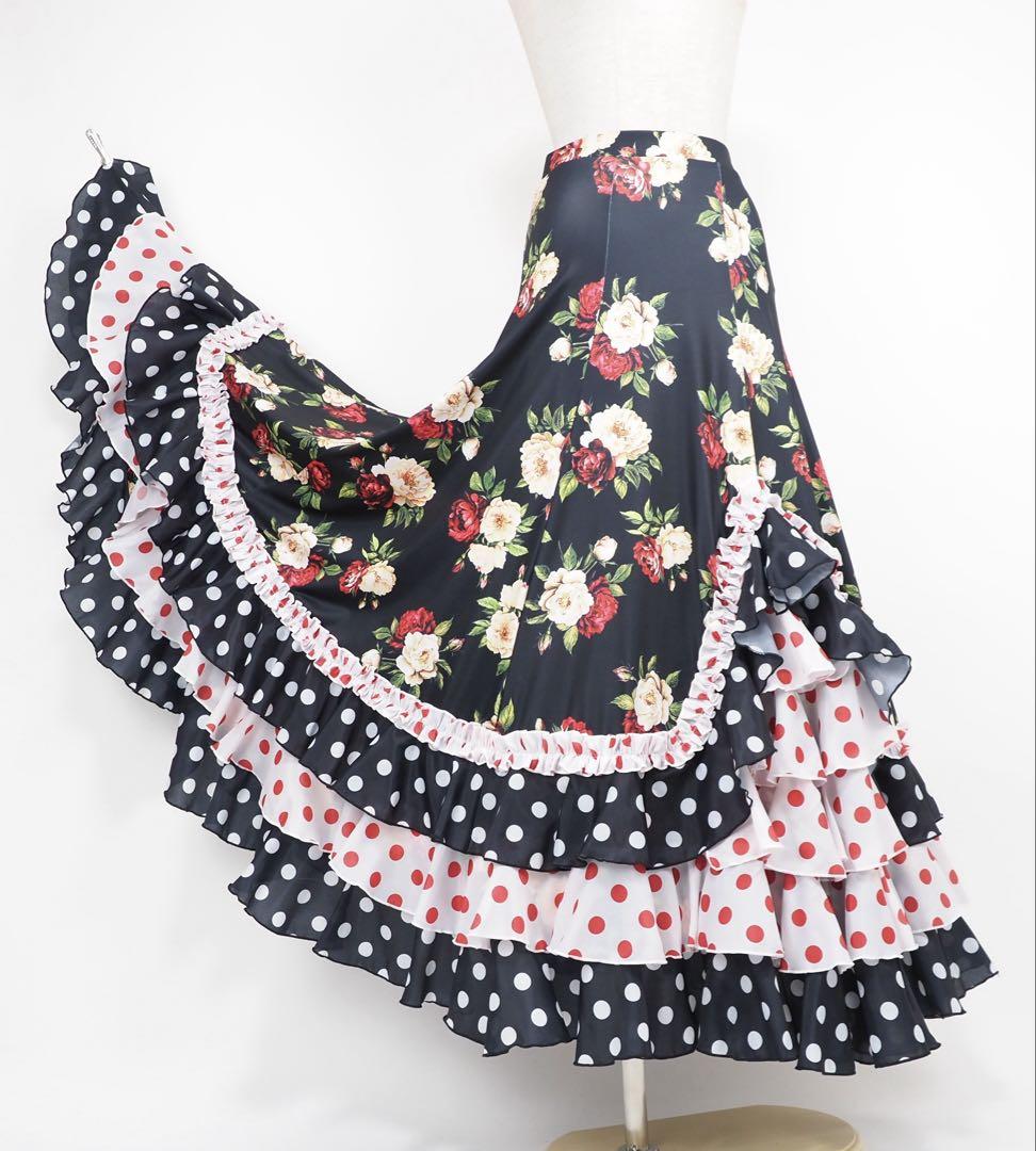 フラメンコ ファルダ フラメンコ衣装 スカート Leirena新品、♥