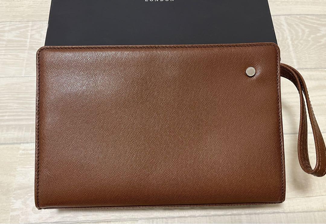 【美品】BURBERRY クラッチバッグ レザー エンボスチェック ブラウン