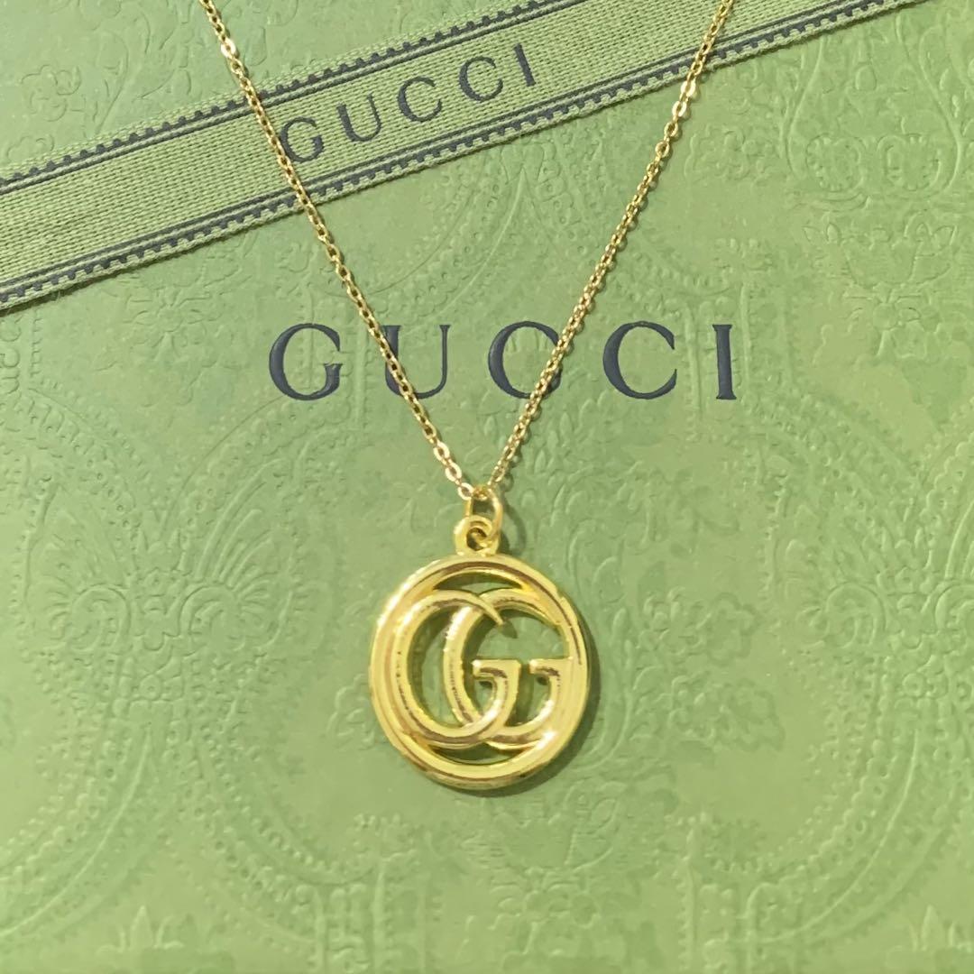 送料無料◆2025新品  GUCCI グッチ ヴィンテージ GGロゴチャーム ネックレス ゴールド アクセサリー