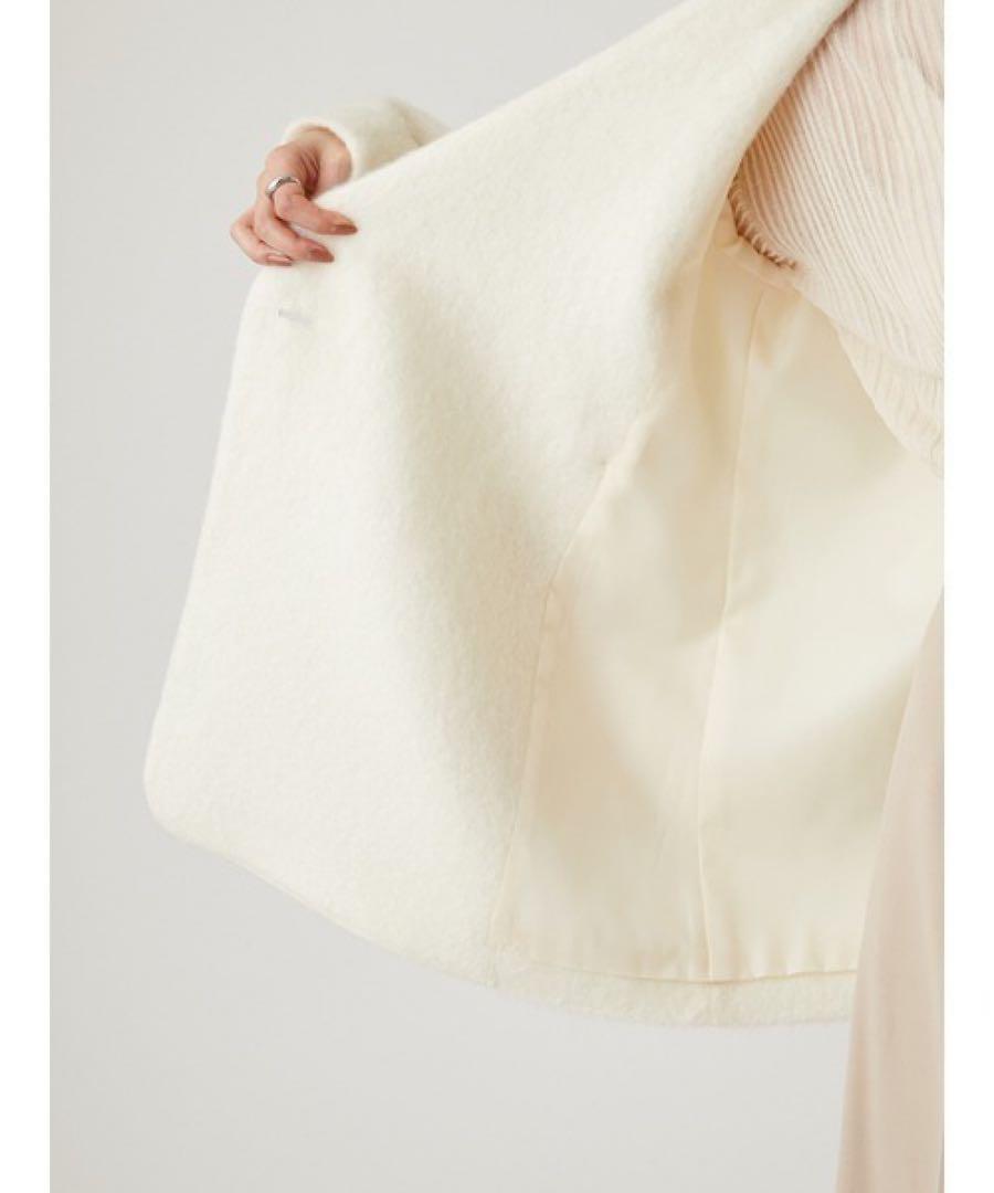 emmi atelier エミ ノーカラーダブルジャケットコートMIX ほぼ新品 ファッション 通販ファッション - 【emmi atelier】ノーカラー