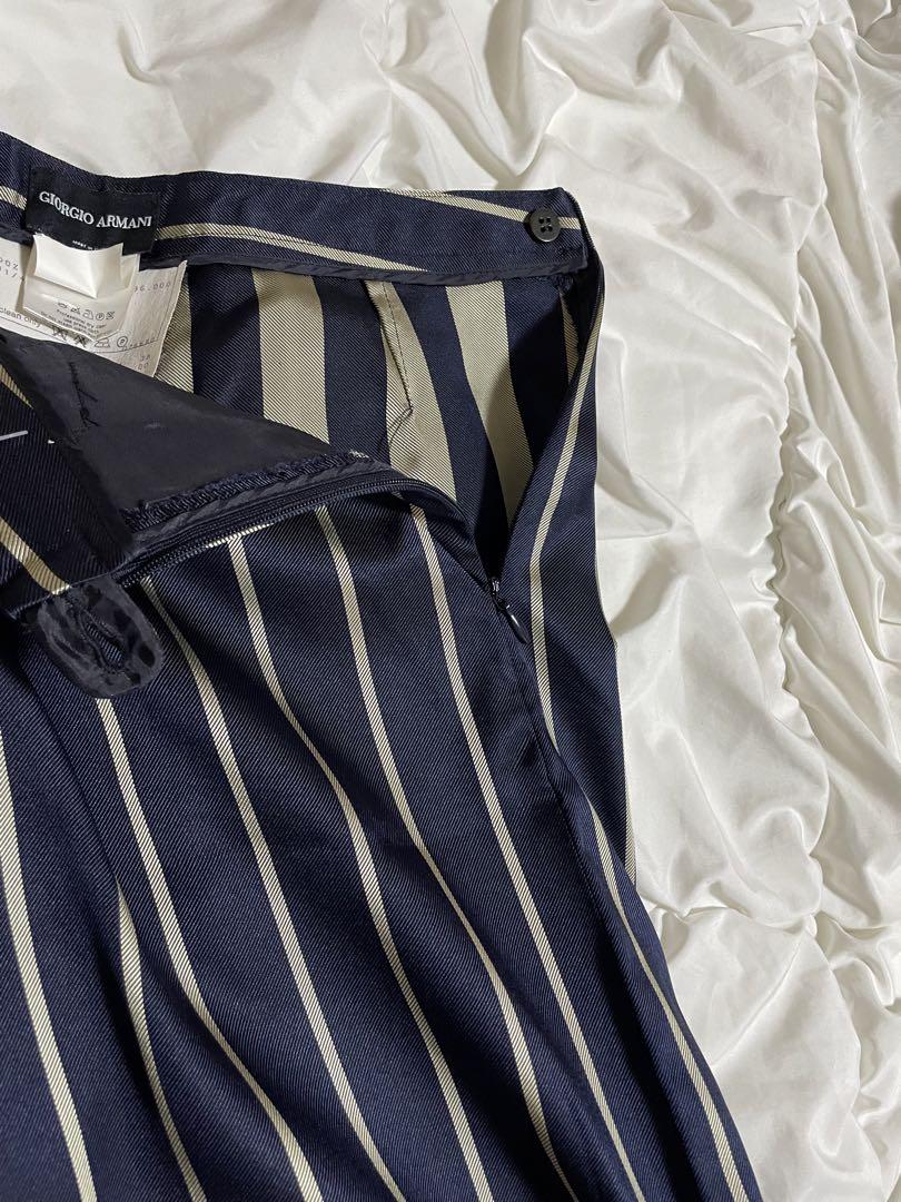 Giorgio Armani シルク100% スラックス ストライプ パンツ