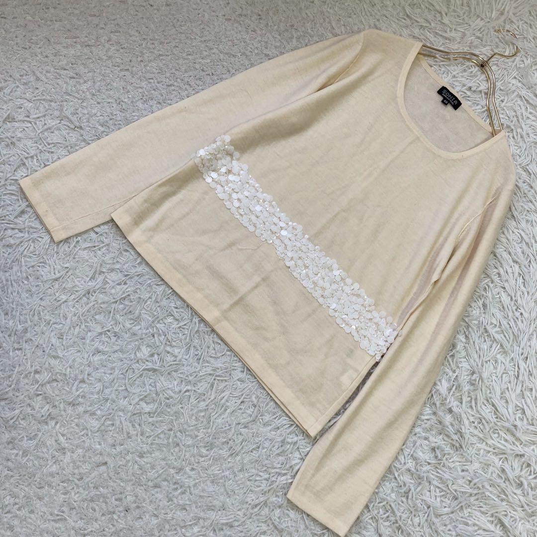 SONIARYKIEL スパンコールカットソー アイボリー オシャレ 薄手