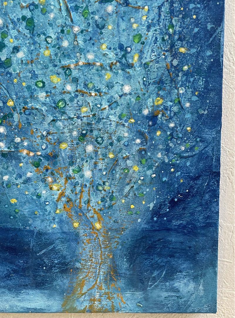 390 抽象画 アクリル画 アート 原画 キャンバスボード F6 星が棲む木