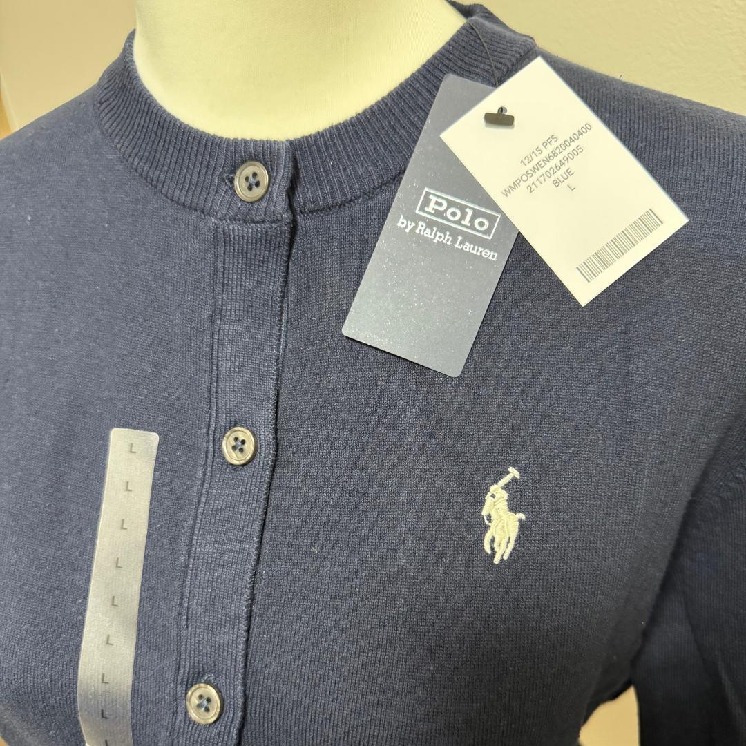 新品 Polo by Ralph Lauren 長袖 カーディガン L ネイビー
