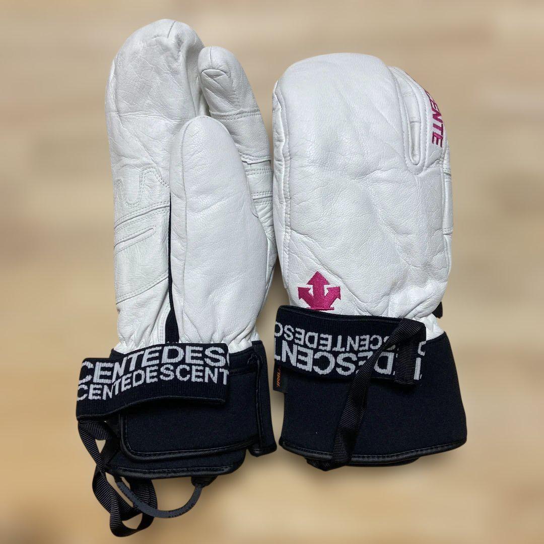 DESCENTE レザー ミトングローブ ホワイト