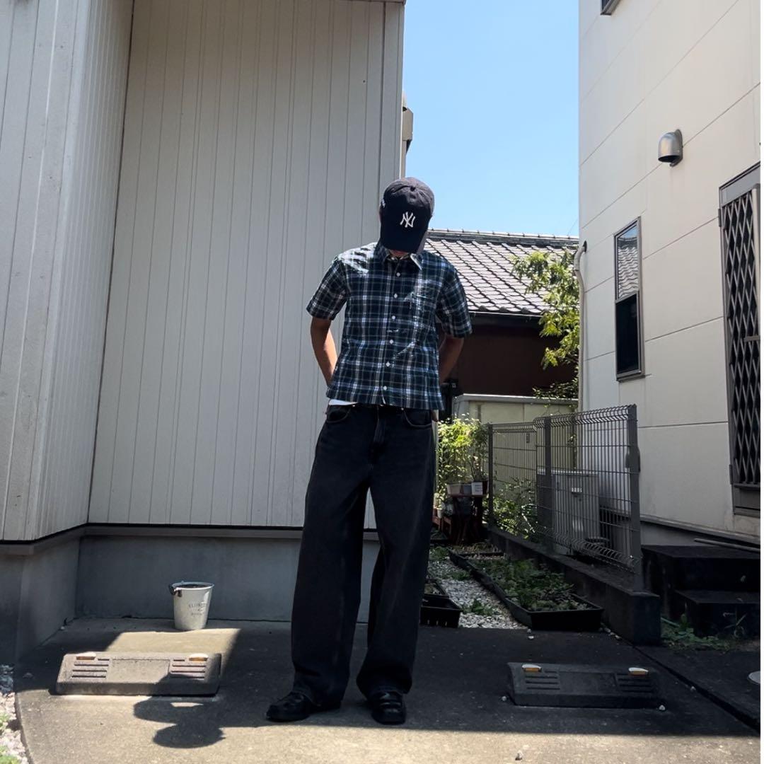 短丈シャツ　ノームコア　シティーボーイ　短丈　半袖シャツ 90s