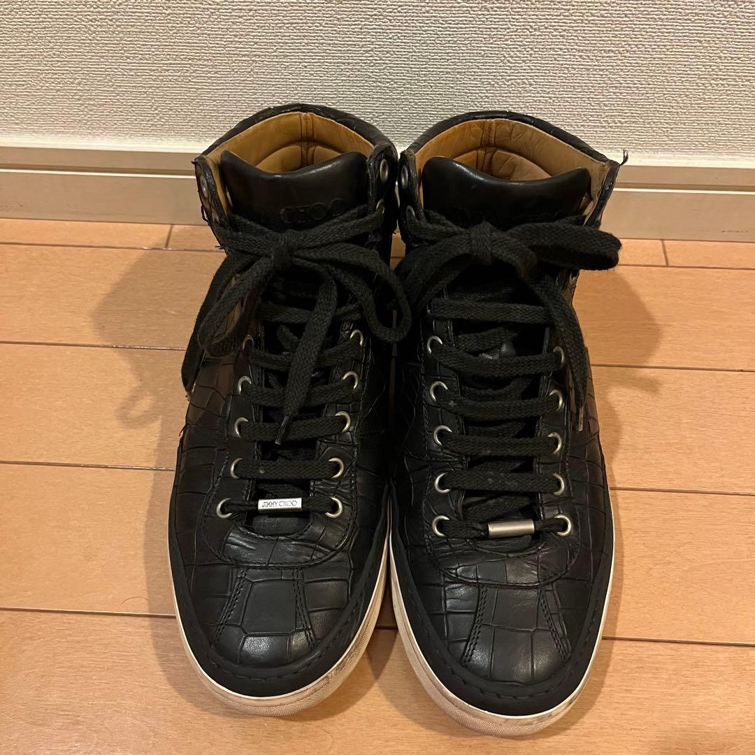 値下げ　ジミーチュウ　クロコレザーハイカットスニーカー　サイズ40