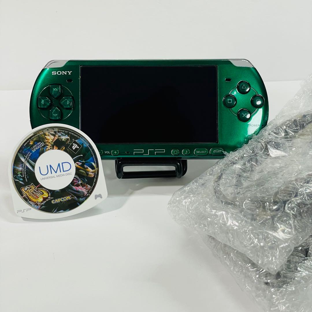 【極美品‼︎】SONY PSP-3000 スピリティッドグリーン 充電器 モンハン