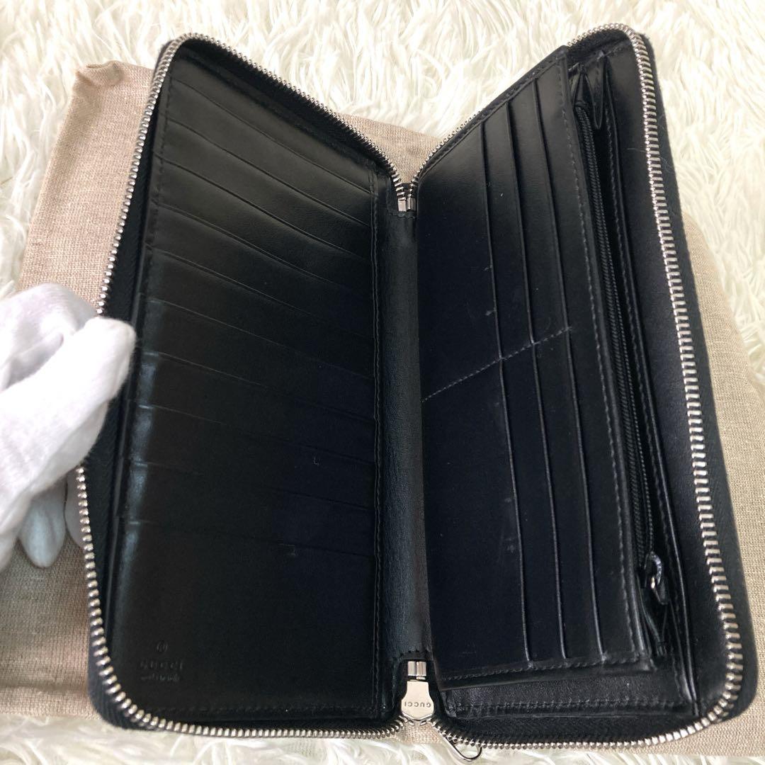 【極美品　現行】グッチ　長財布　ラウンドファスナー　オーガナイザー　エンボス　黒
