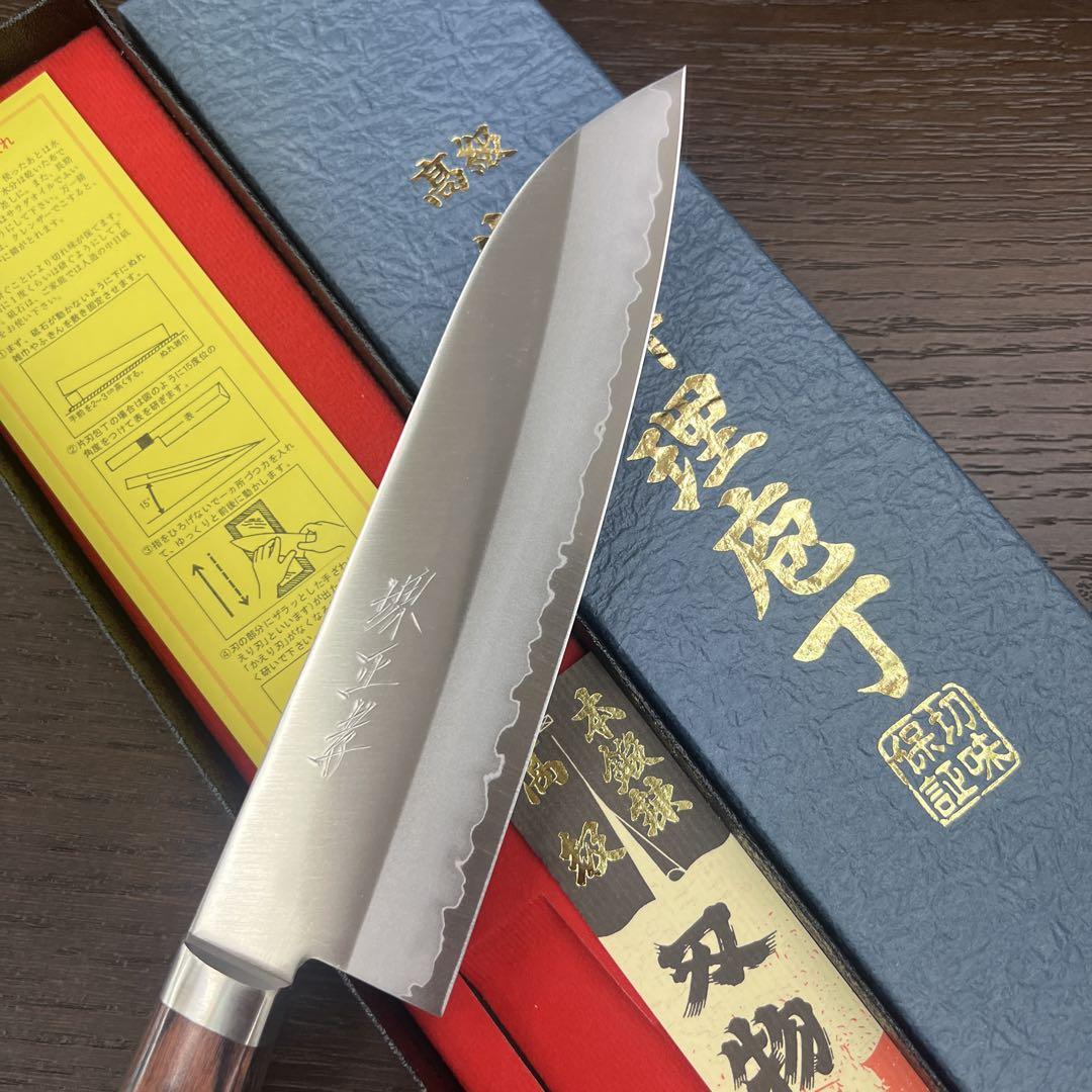 正光作 V金ゴールド 手打鎚目三徳包丁 165