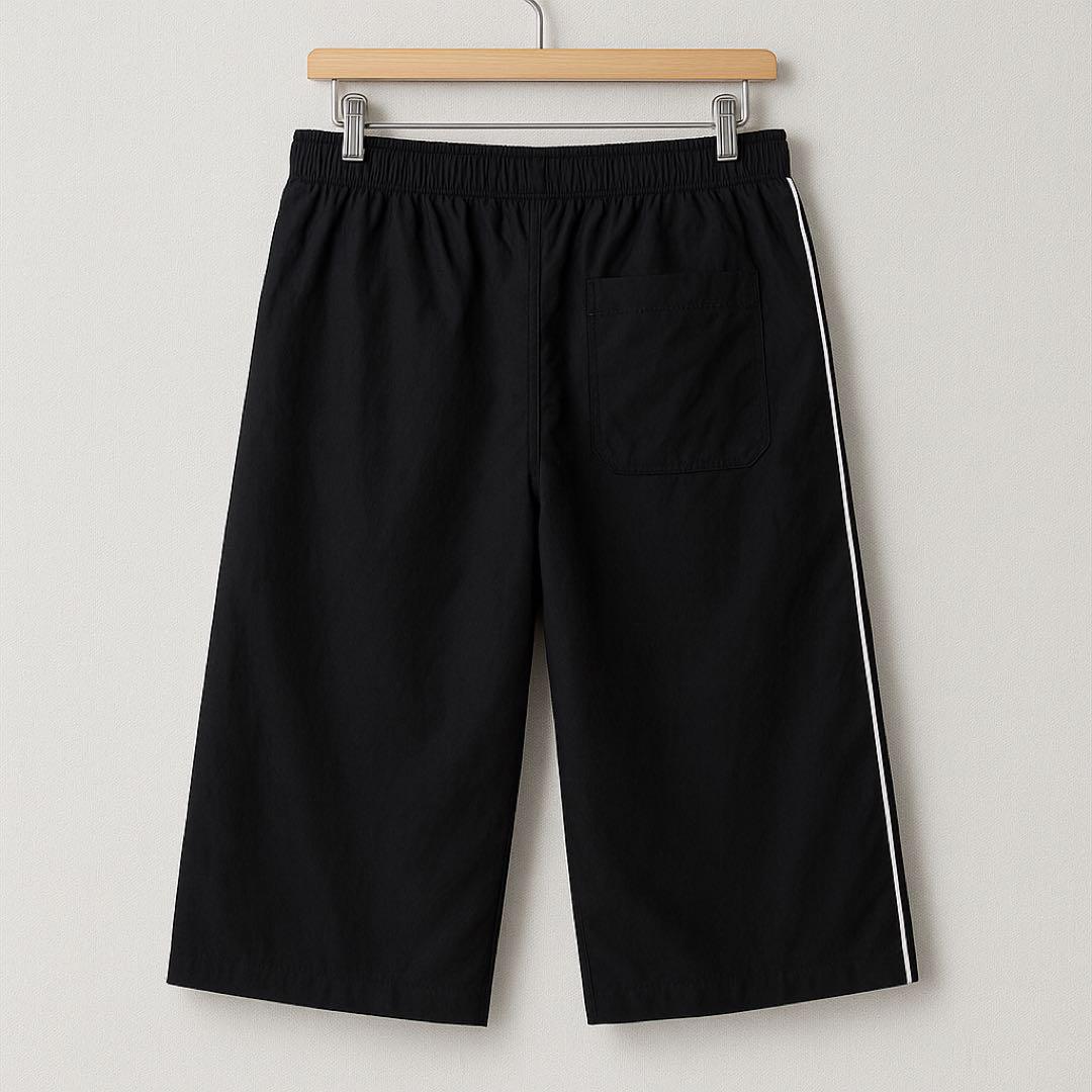 22SS 44 BALENCIAGA デムナ期 サイドライン ワイドショーツ 黒