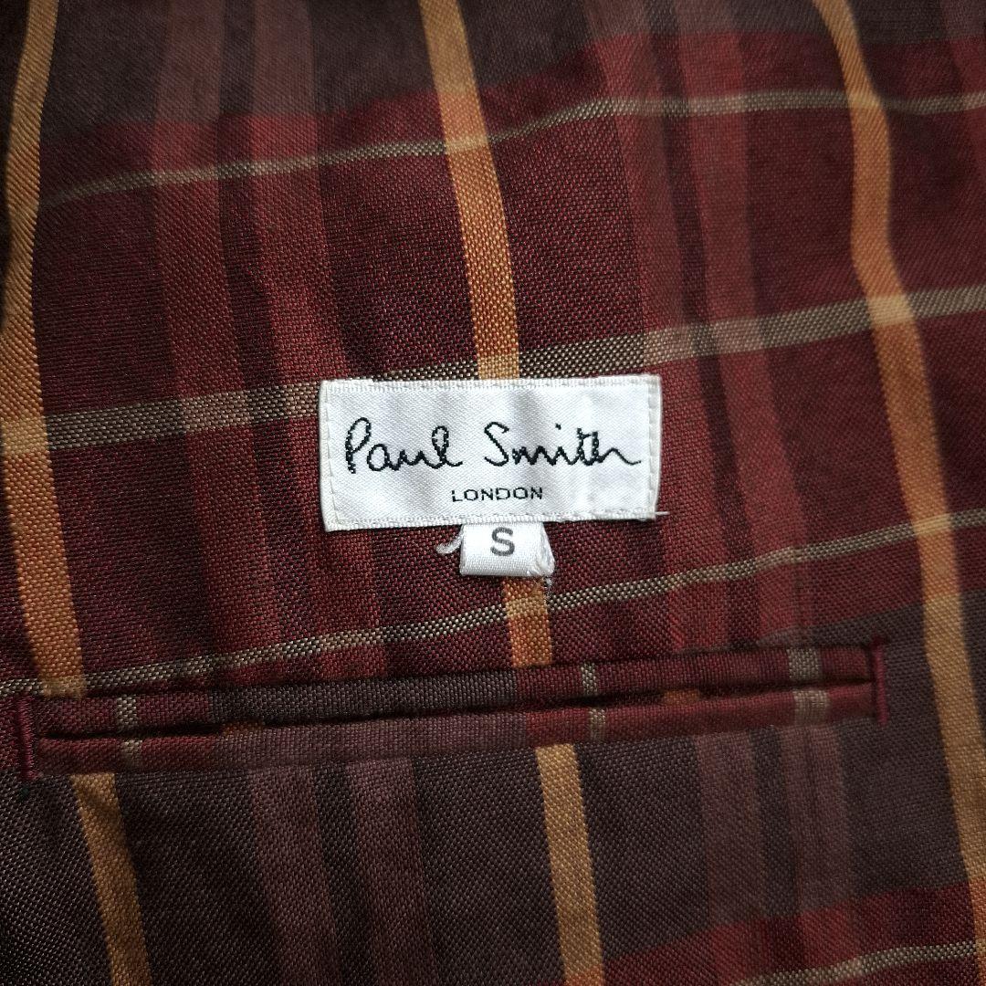 【おすすめ】 テーラードジャケット Smith 美品】Paul 麻混 S チェック柄 ジャケット・アウター