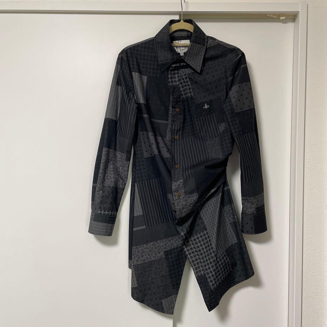 美品☆ヴィヴィアン　幾何学模様 長袖シャツ 黒系