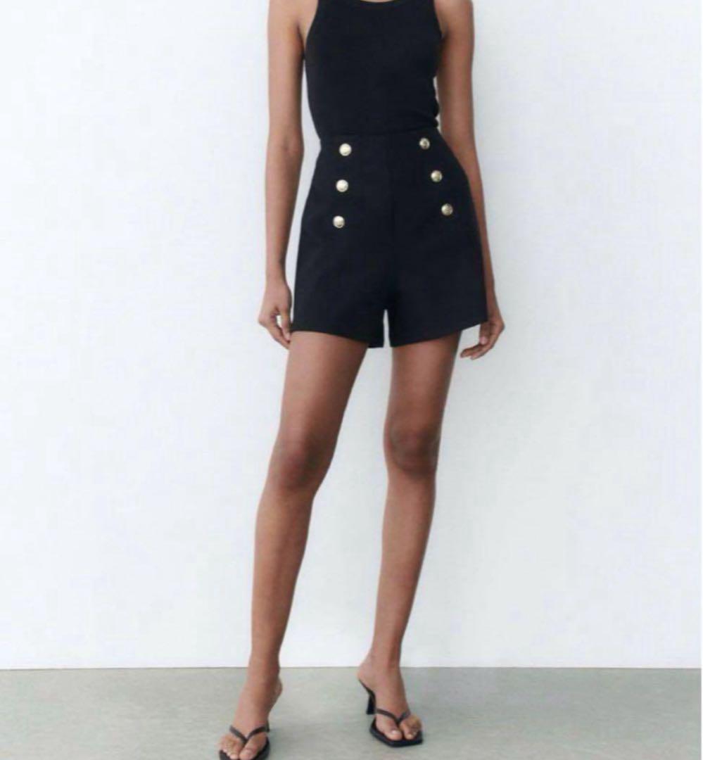 ☆ドイツ発*ZARA*新作*ハイウエストショートパンツ/BLACK☆ ZARA ザラ ハイウエスト ショートパンツ - メルカリ