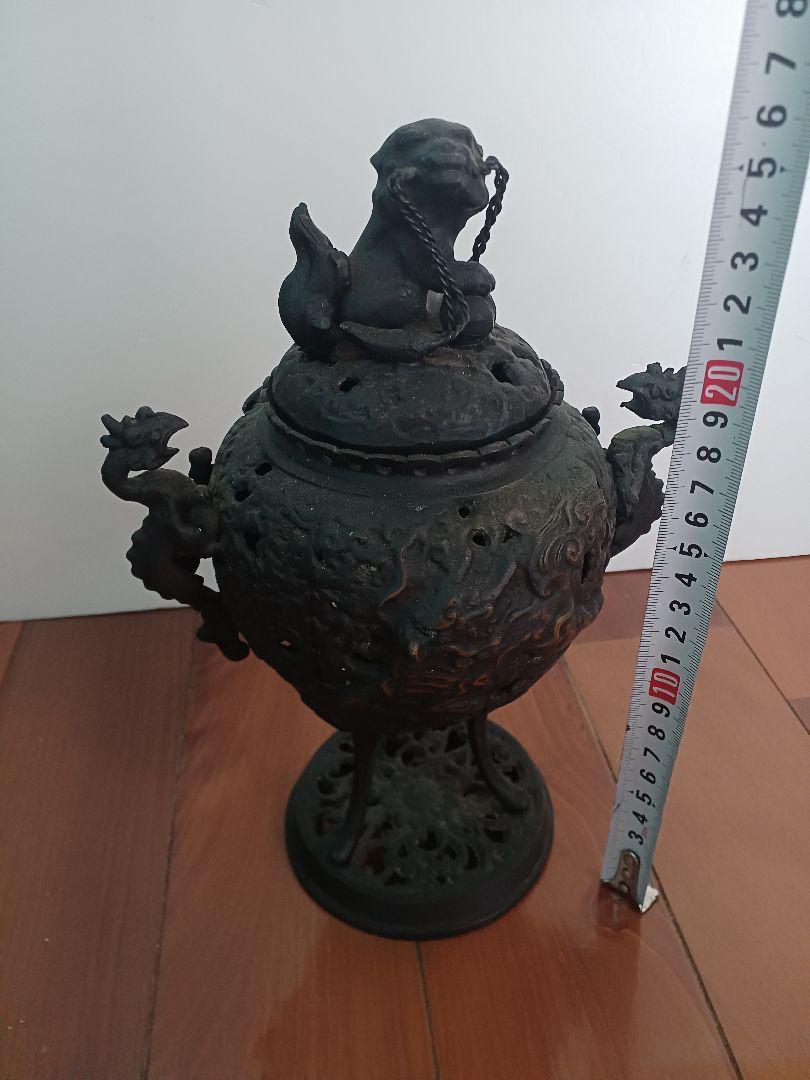 古銅　唐獅子香炉　骨董品