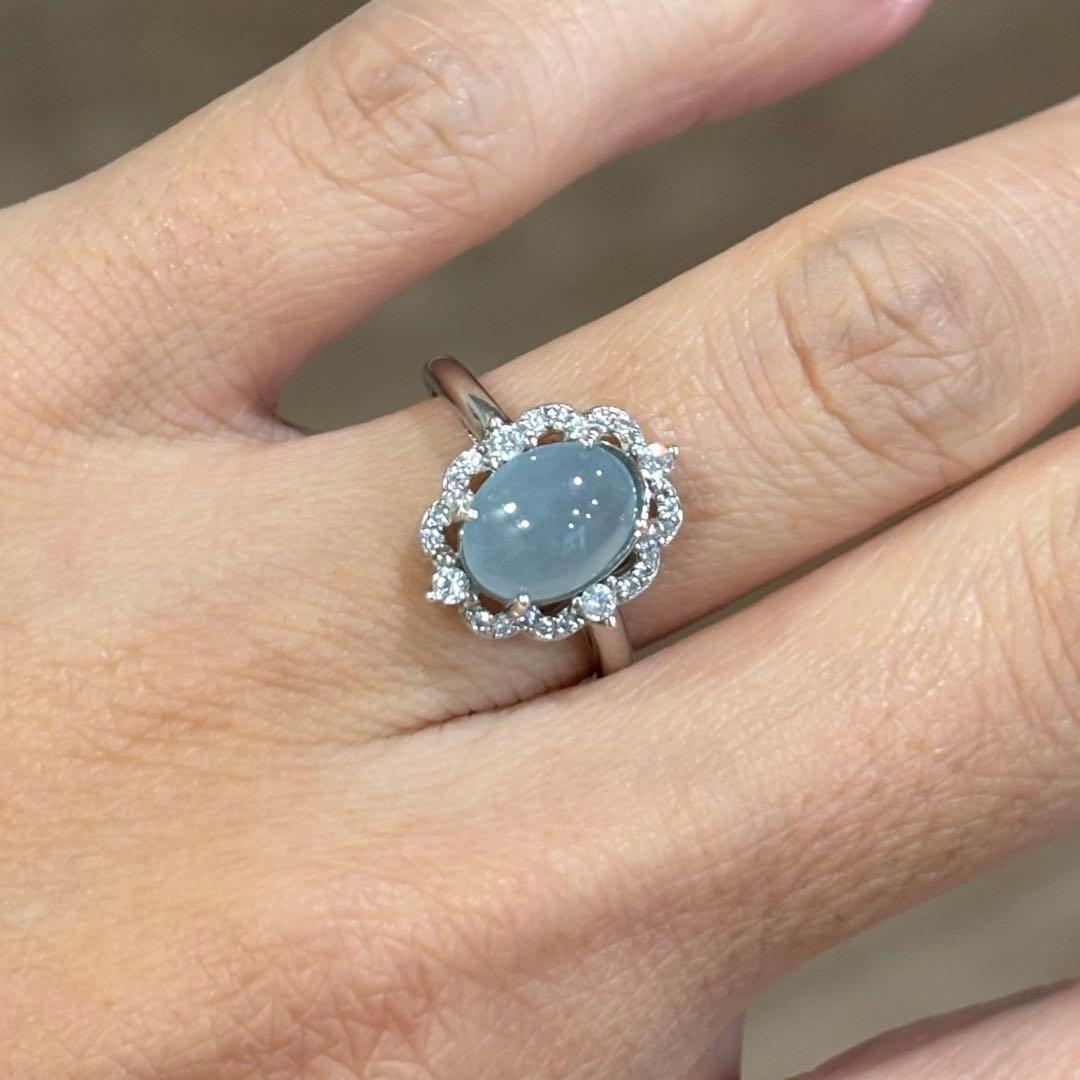 ミャンマー産 天然本翡翠 A貨 ラベンダー色 氷種 S925 リング