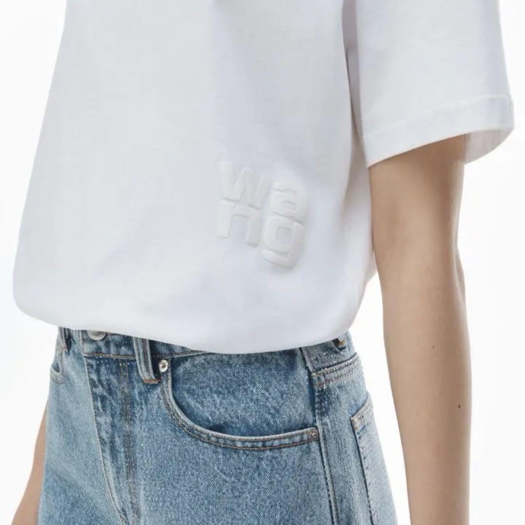 【新品未使用】Alexander Wang パフロゴ tシャツ Lサイズ alexander wang コットンジャージー パフロゴ Tシャツ XL 白