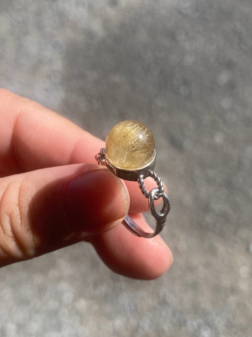 本日特価セール　s925× ゴールドルチルクォーツリング — 満ルチルの煌めき