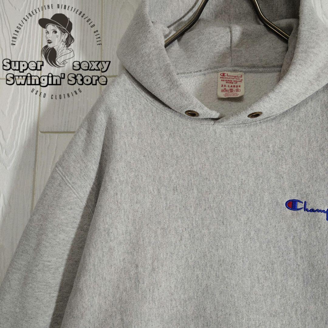 人気 チャンピオン リバースウィーブ スウェットパーカー L相当 グレー 古着L Champion